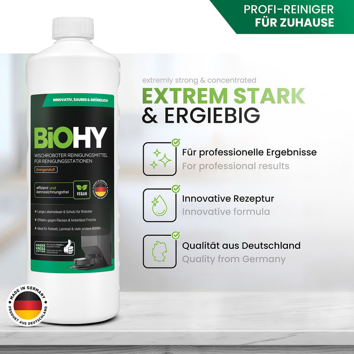 BiOHY Nettoyant pour stations de nettoyage de robots d'essuyage, Nettoyant pour robots d'essuyage, Nettoyant pour sols non polluant, Bio concentré