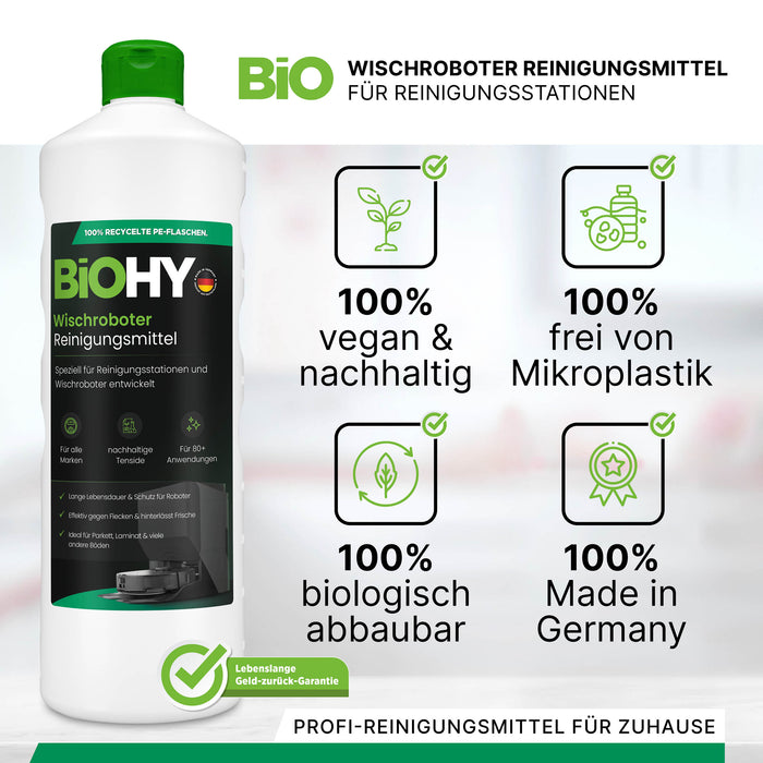 BiOHY Mopping robot cleaning agent for cleaning stations, cleaner for mopping robots, non-mudding floor cleaner, organic concentrate, B2B