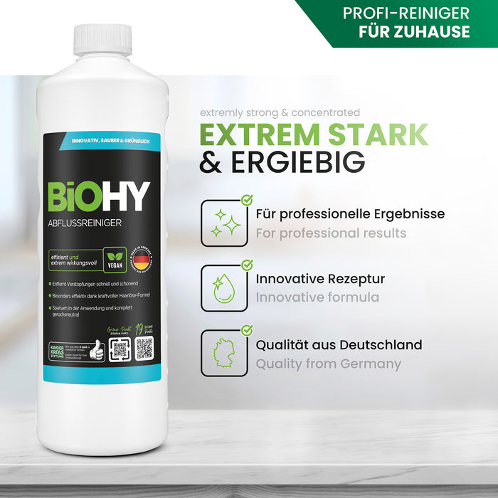 BiOHY Abflussreiniger – umweltfreundlich, vegan & Made in Germany (nachhaltige Verpackung)