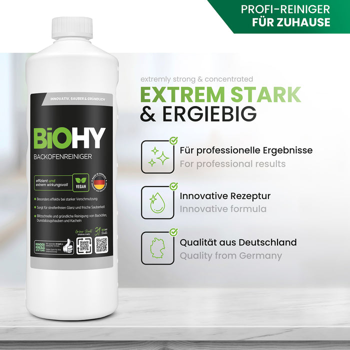 BiOHY Backofenreiniger, Backofenspray, Ofenreiniger, Fettlöser – umweltfreundlich, vegan & Made in Germany (Produktflasche)