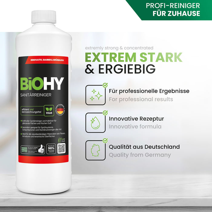 BiOHY Sanitärreiniger – gegen Kalk & Urinstein, hygienisch & vegan (Anwendung)