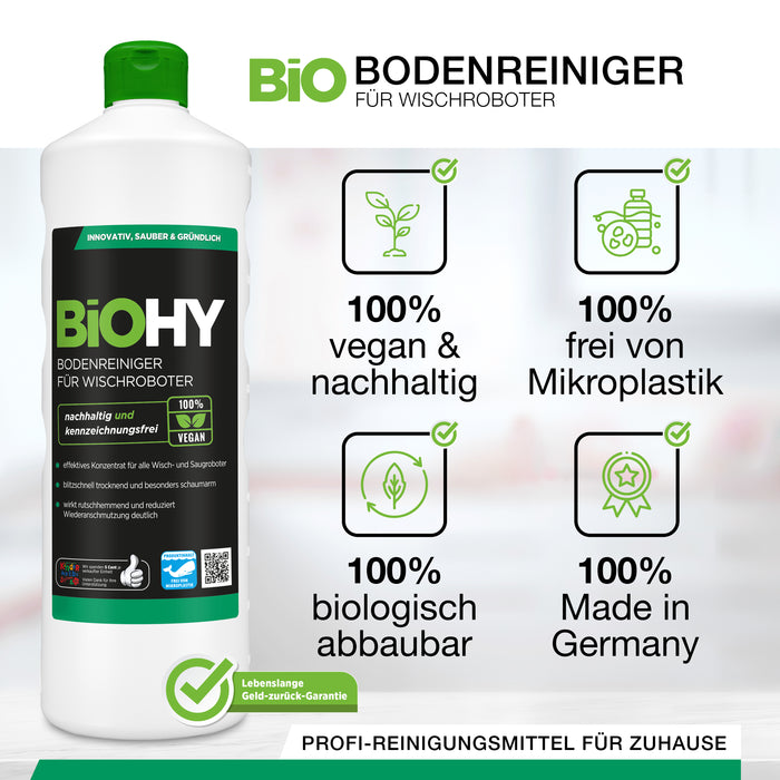BiOHY Bodenreiniger für Wischroboter, Glanzreiniger, Bodenwischpflege, Bio-Konzentrat, B2B