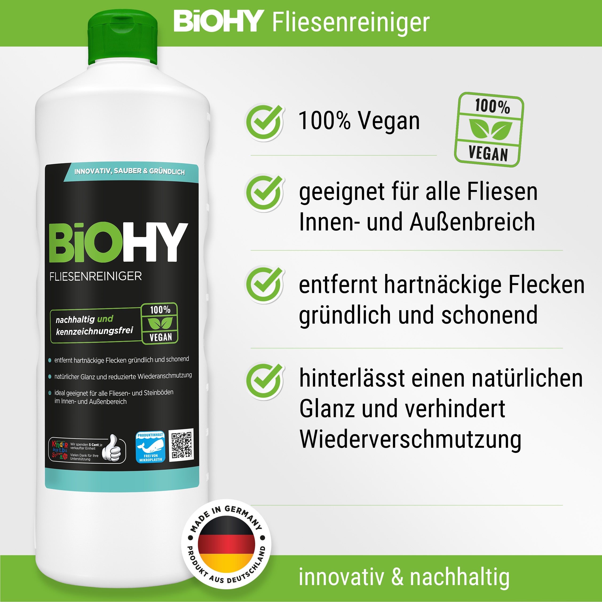 BiOHY Fliesenreiniger, Fliesenbodenreiniger, Fliesenöl, Fliesen Reiniger
