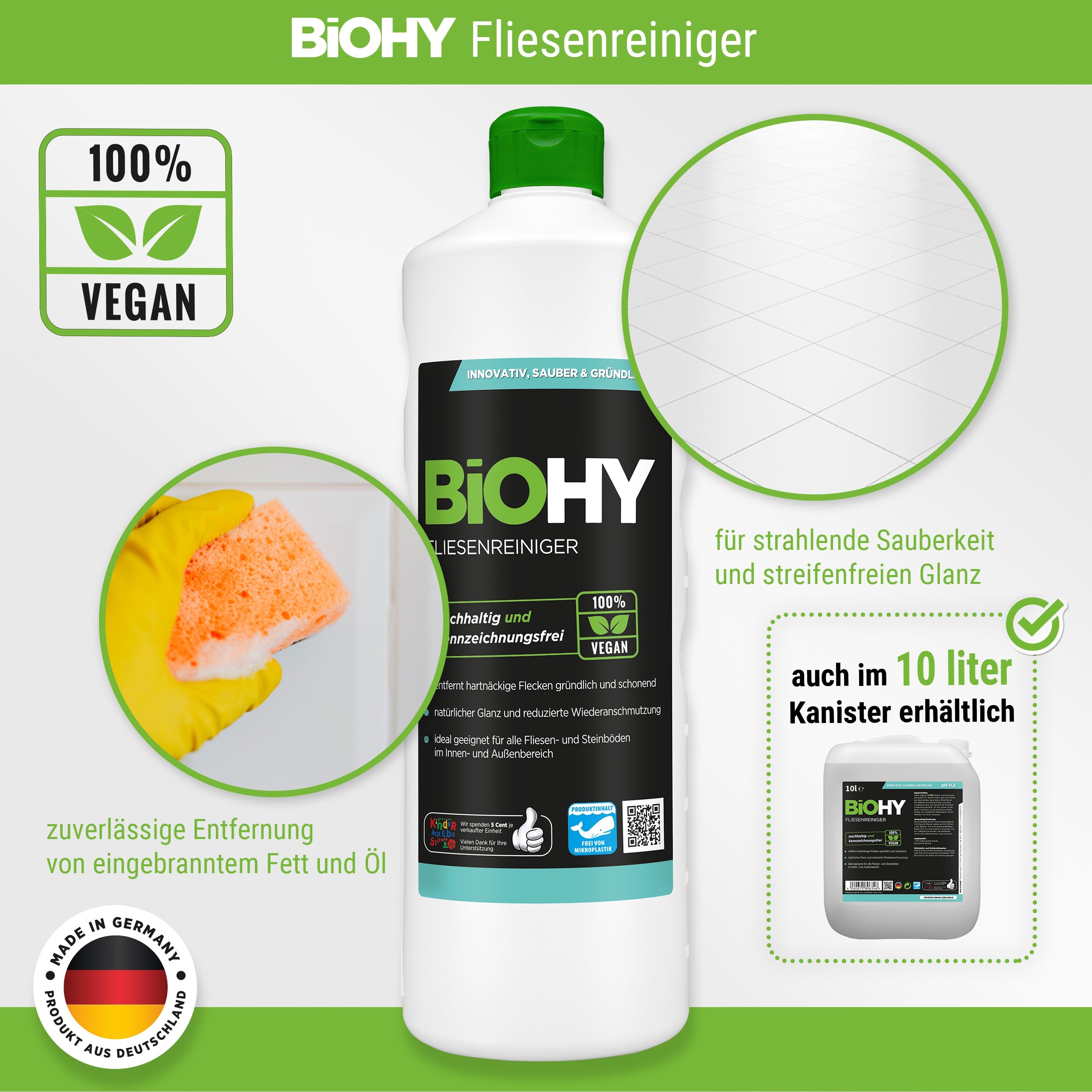 BiOHY Fliesenreiniger, Fliesenbodenreiniger, Fliesenöl, Fliesen Reiniger