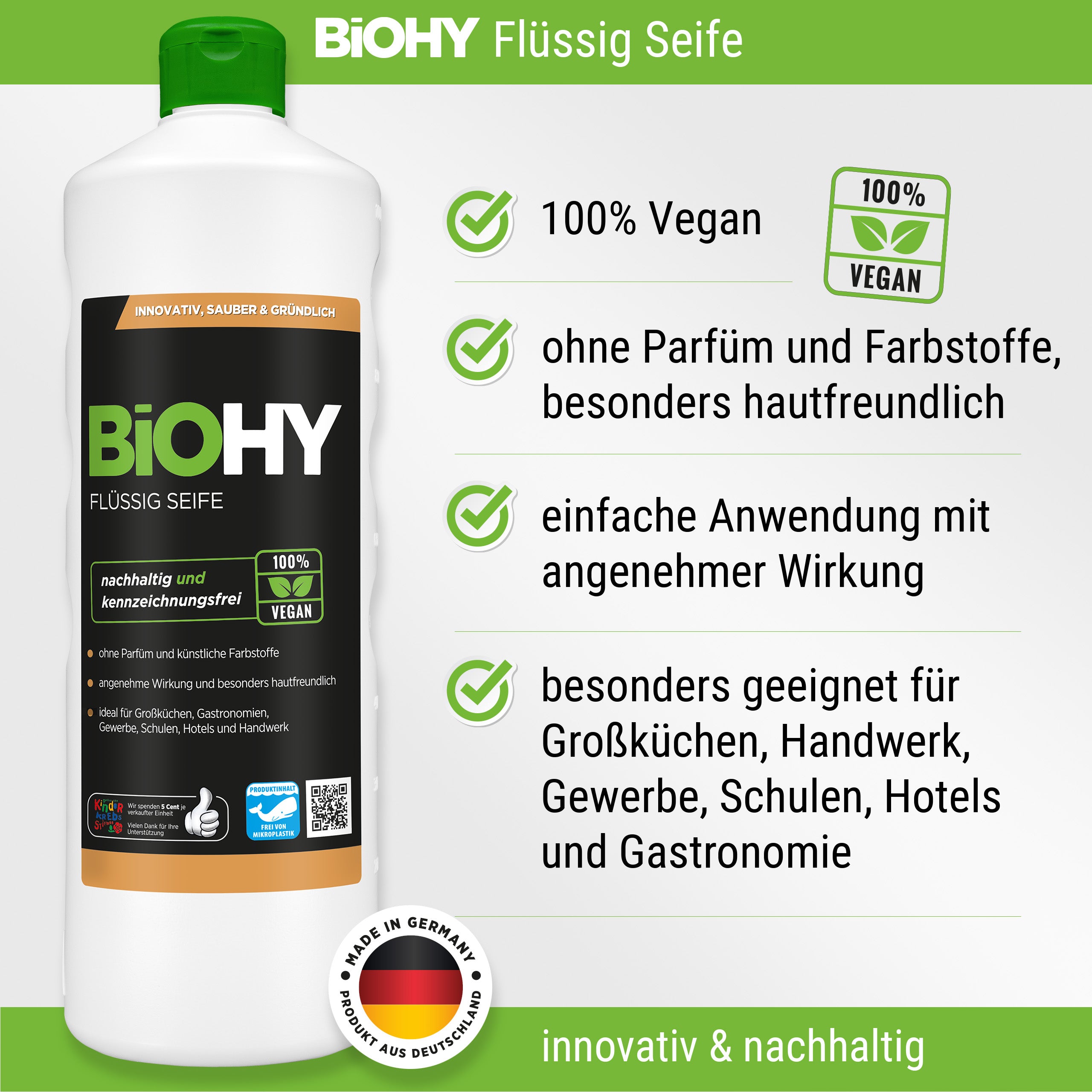 BiOHY Flüssig Seife 10 Liter, Flüssig Seife, Handseife, Waschlotion, B2B