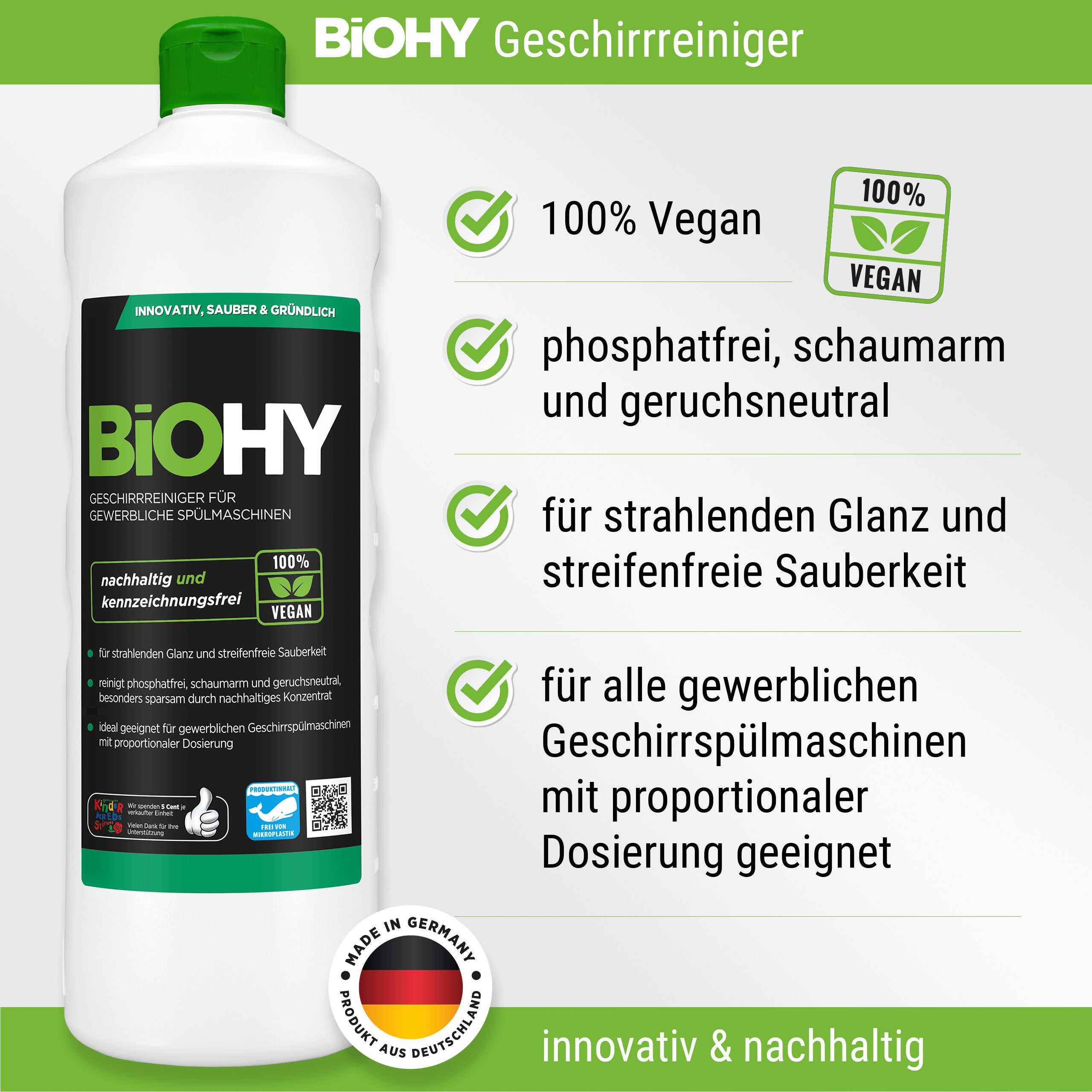 BiOHY Geschirrreiniger für gewerbliche Spülmaschinen, Geschirrspülmittel, B2B