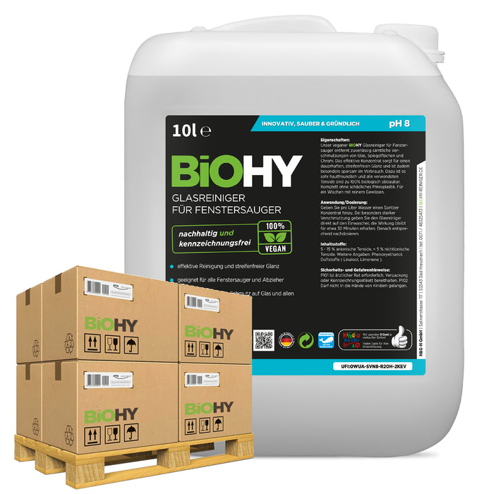 BiOHY glass cleaner for window vacuum cleaners, mirror cleaners, glass cleaners, surface cleaners, B2B