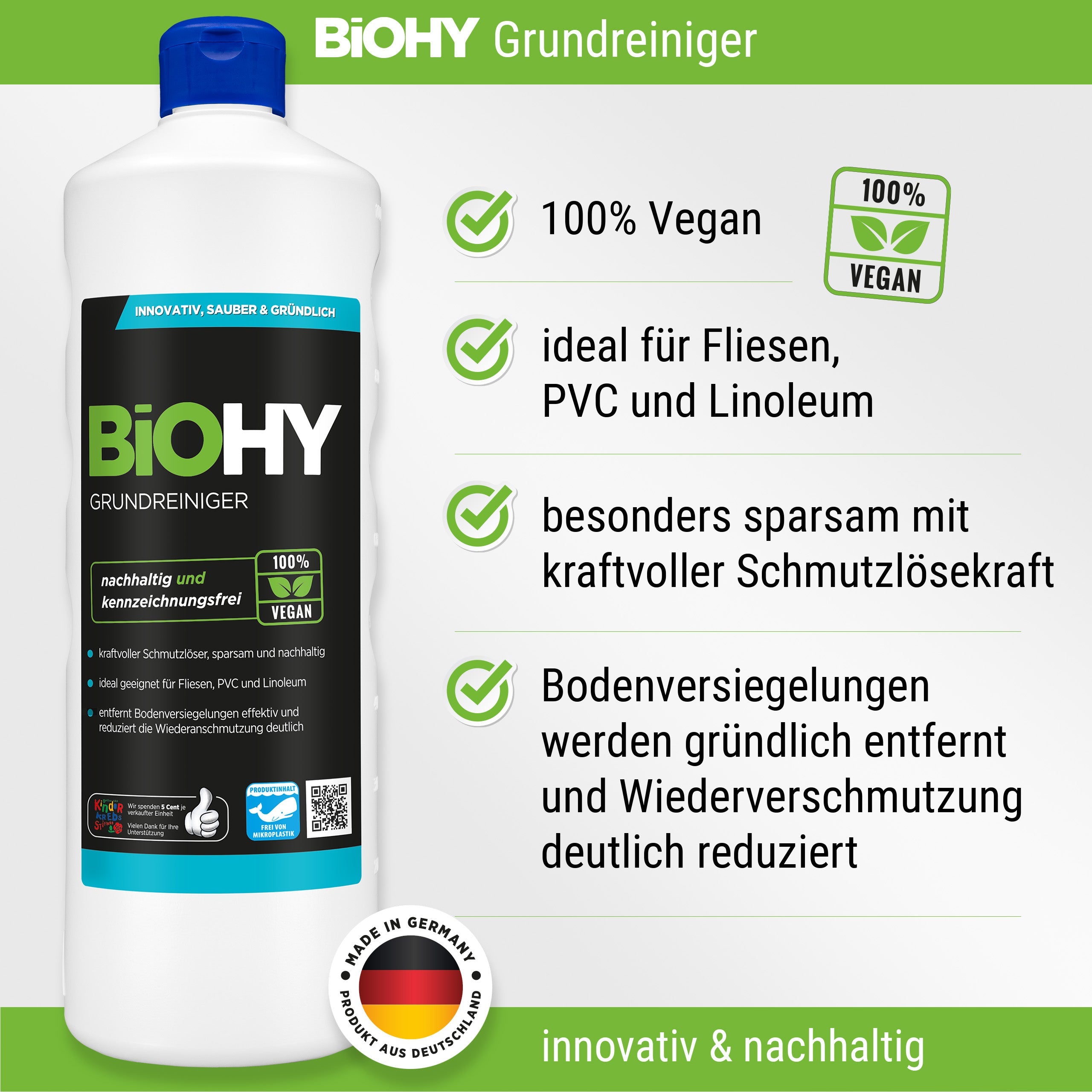 BiOHY Grundreiniger, Grundreinigungsmittel, Universalreiniger, Bio-Konzentrat