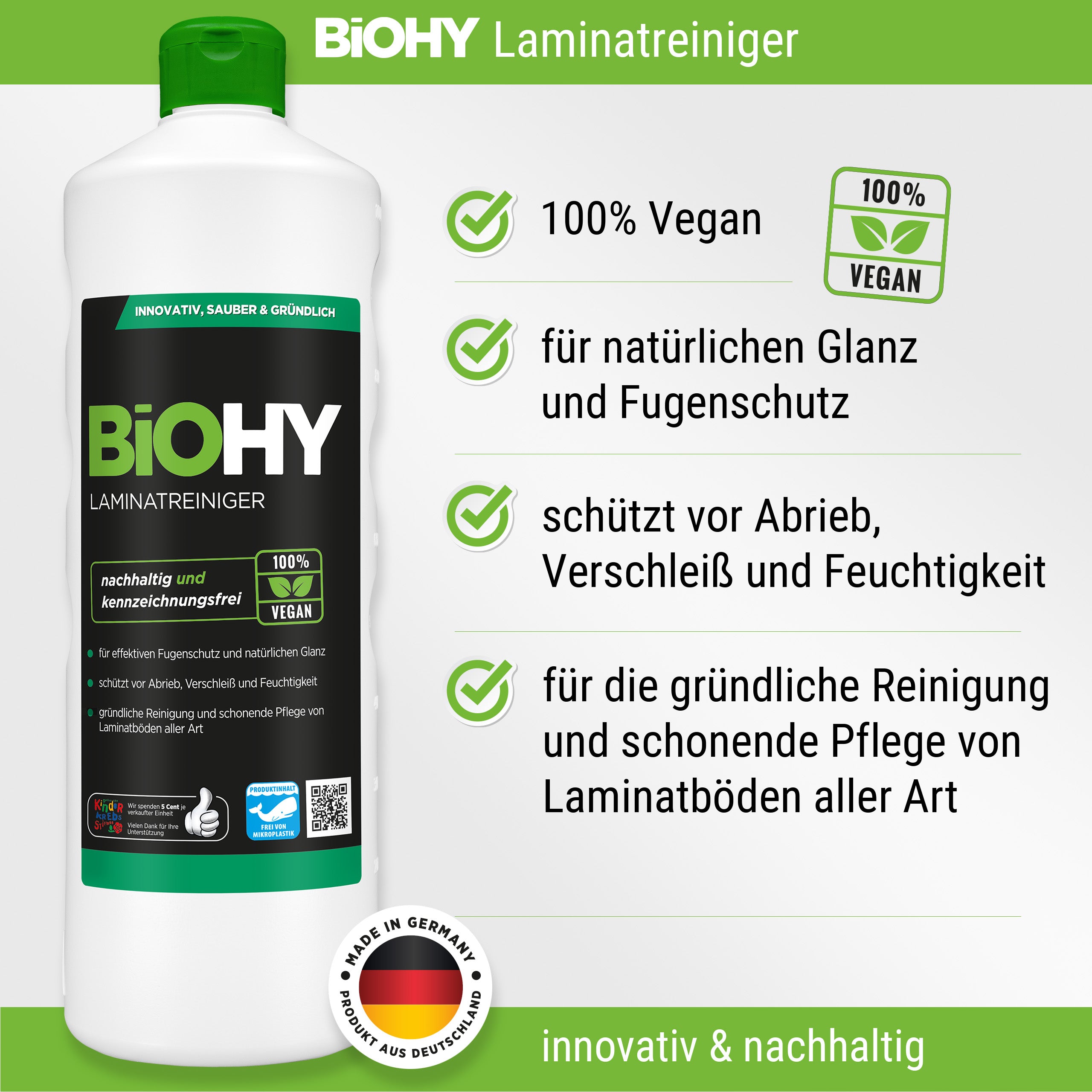 BiOHY Laminatreiniger, Laminat Pflege, Vinyl Reiniger, Laminatpflegemittel