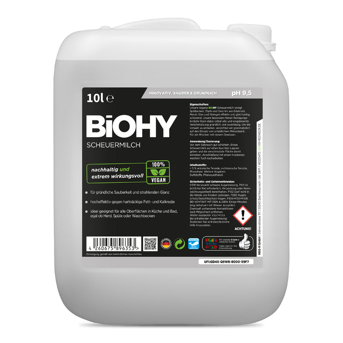 Latte abrasivo BiOHY, detergente per fornelli, detergente per cucina, latte detergente, B2B