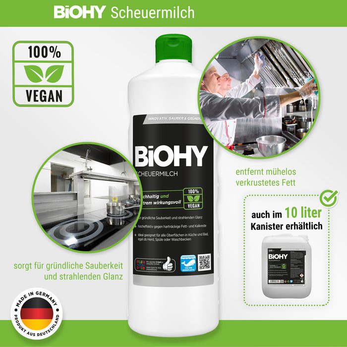 BiOHY Scheuermilch, Scheuermittel, Reiniger für Küche und Bad, Reinigungsmilch