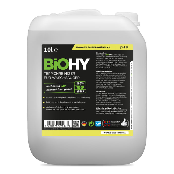 BiOHY carpet cleaner for vacuum cleaners, carpet shampoo, textile cleaners, carpet steam cleaners