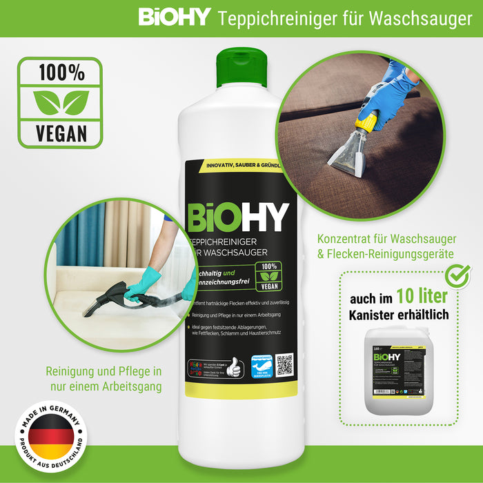 BiOHY Teppichreiniger für Waschsauger, Tepichshampoo, Textilreiniger, Polsterreiniger, B2B